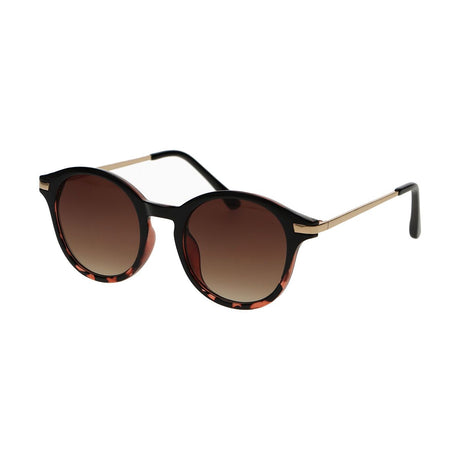 Lunettes de soleil Spectrum rondes demi-écaille noir femme