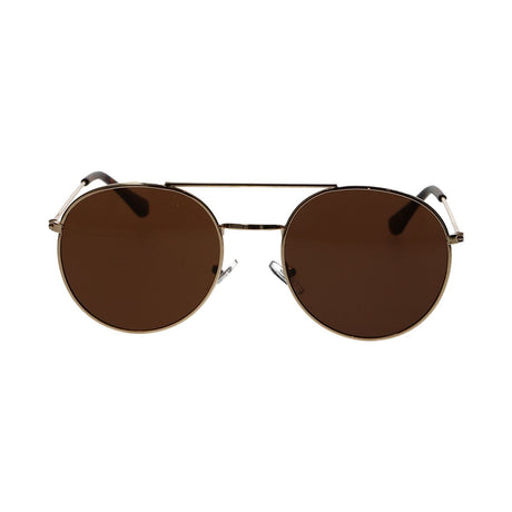 Lunettes de soleil Spectrum rondes métal doré marron unisexe