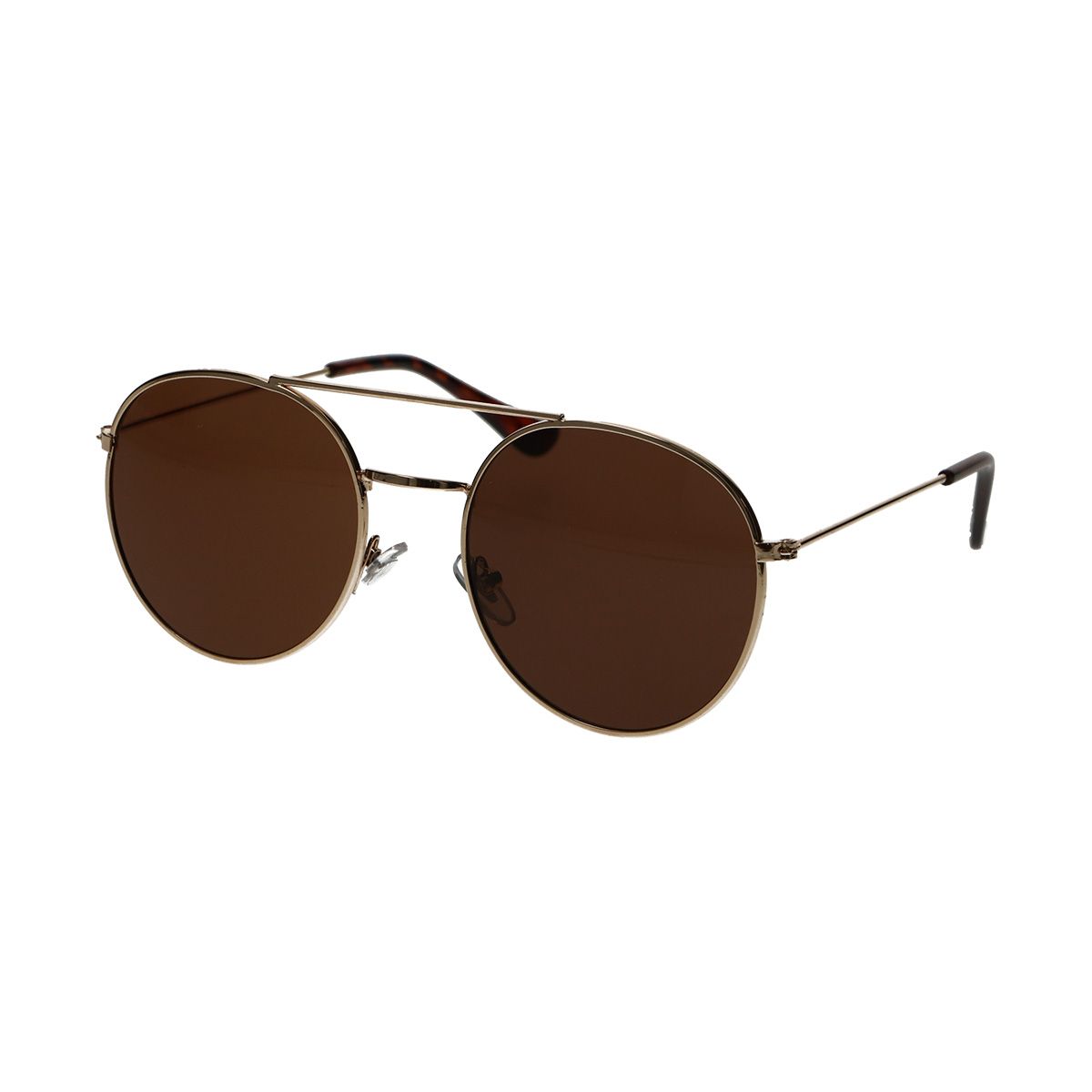 Lunettes de soleil Spectrum rondes métal doré marron unisexe
