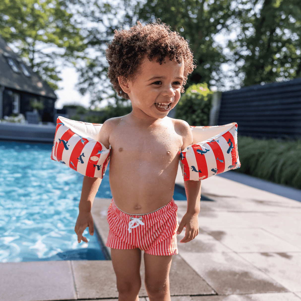 Rayures océaniques | brassards de natation rouge et blanc 0-2 ans