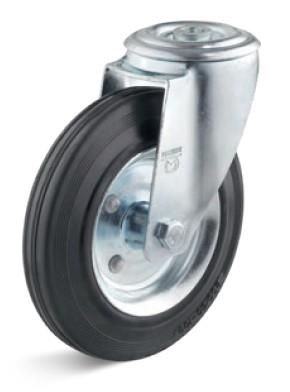 Roulette pivotante Torwegge caoutchouc ø80 fixation par boulon en acier