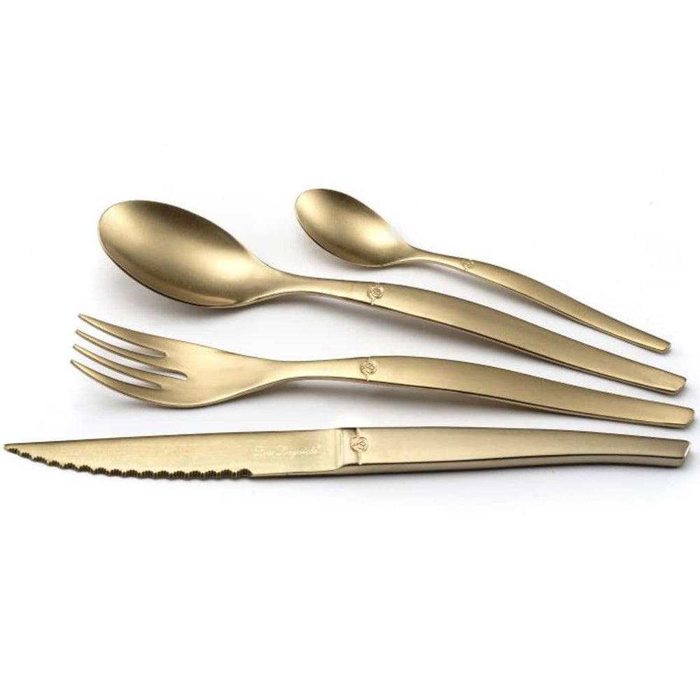 Lou Laguiole Lou Laguiole Cutlery en 16 parties Set Jet Stonewash Champagne