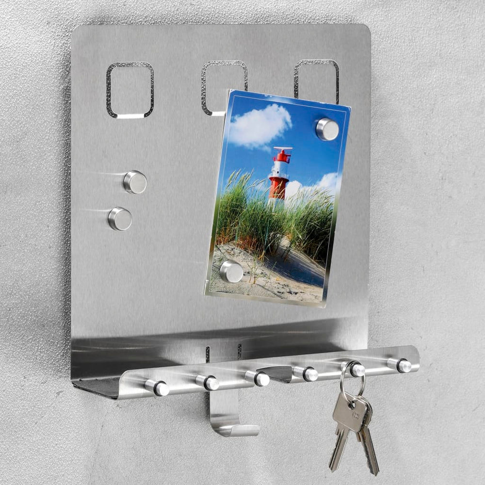 Hi Hi memobord avec porte-clés 28,5x25x8 cm de couleur argentée