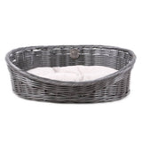 D D lit pour animaux de compagnie rustique avec oreiller l rattan gris