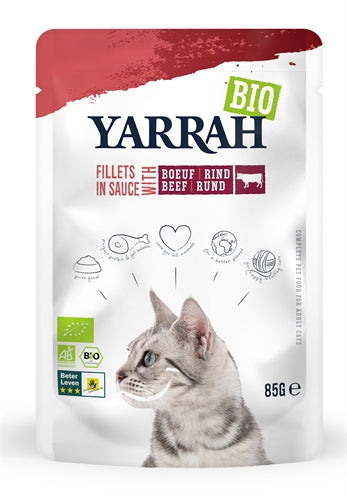 Yarrah Cat filets biologiques avec du bœuf en sauce