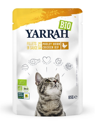 Filetti biologici di Yarrah Cat con pollo in salsa