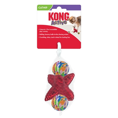 Kong Cat Active Jacks Stuperbal Multipack mit Catnip Rot