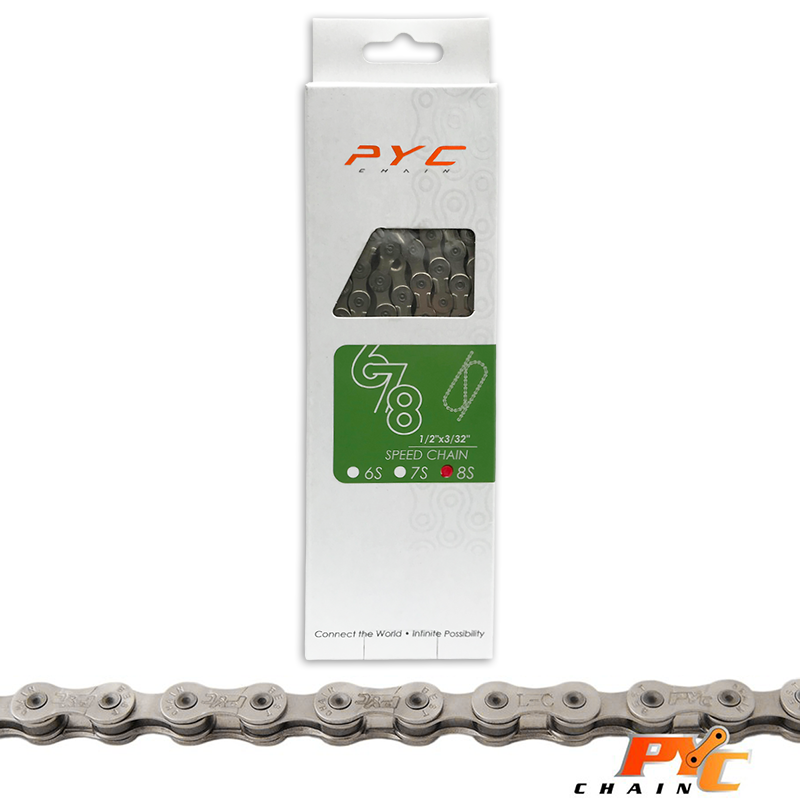 Pyc Bicycle Chain - 8 Gears - 116 Links - 1 2 x 3 32 Inch - Holdbar - Shimano