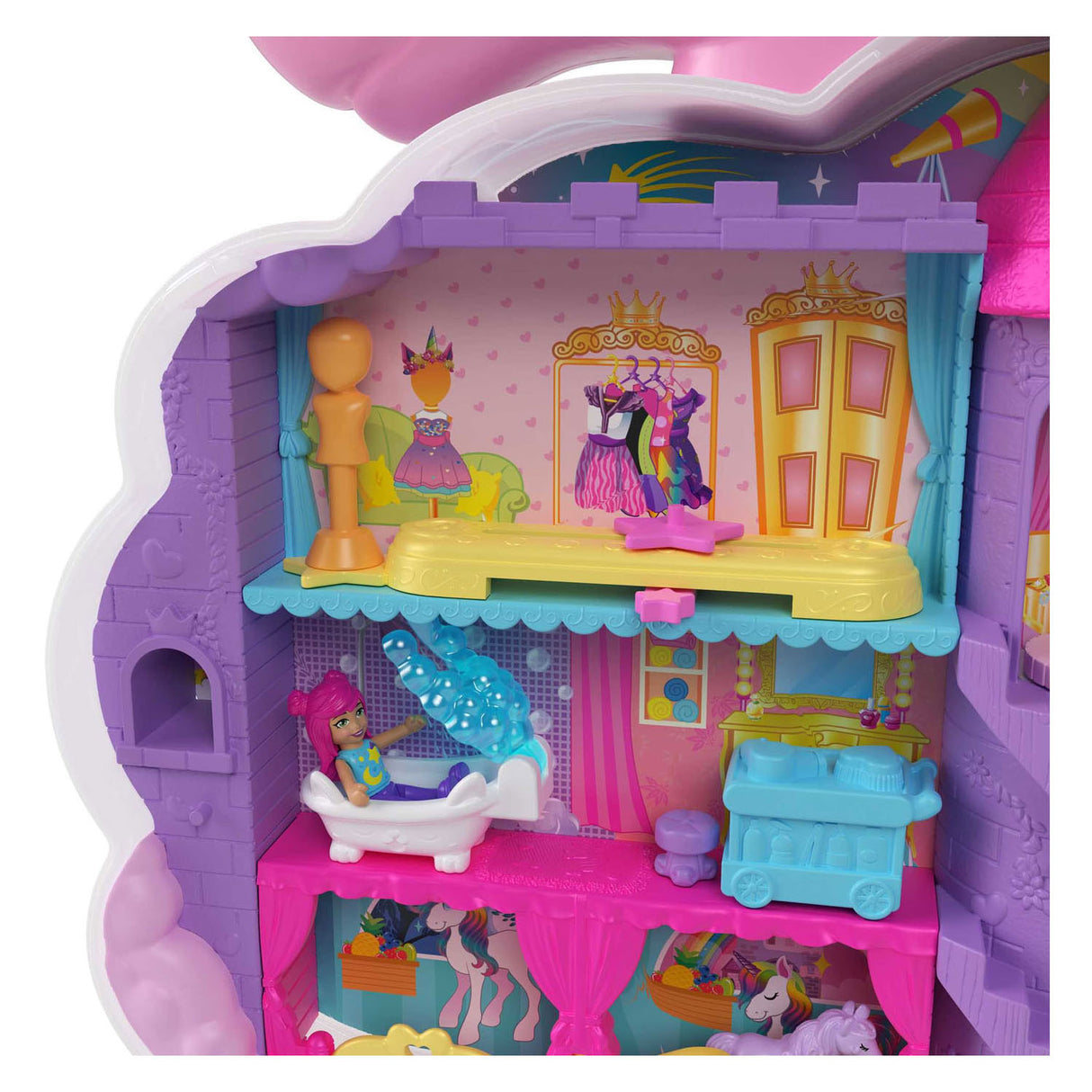 Mattel Polly Pocket Salon van de Regenboog Unicorn