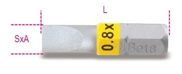 Beta 860LP bit for slot screws 0.6x4.5 yellow colored