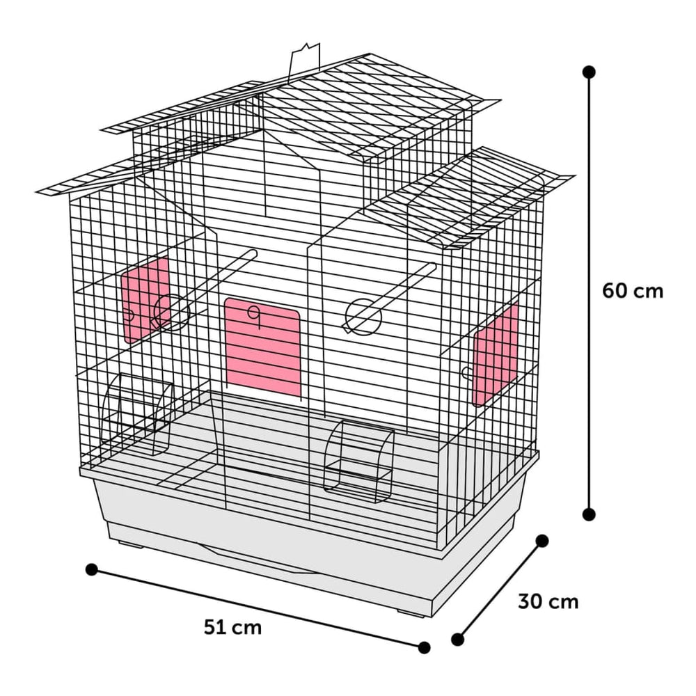 Flamingo Flamingo Parakeet Cage Number pour 1 51x30x60 cm Bleu métallique