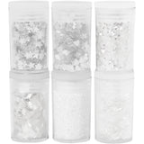 Creativ Company Glitter og paljetter White, 6x5gr