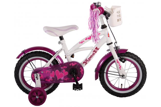 Volare Heart Cruiser Bike para niños - Niñas - 12 pulgadas - Púrpura Blanca