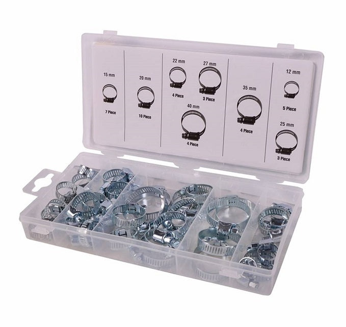 Hose clamp range, 40 pieces in storage box