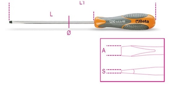 Beta 1290 slot screwdriver 0.8x4.0x125