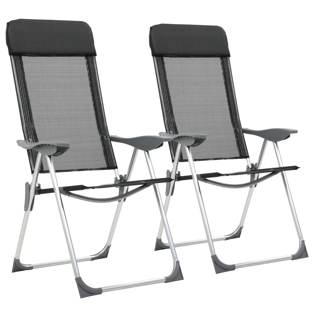 Chaises de camping vidaxl pliable aluminium noir 2 sts