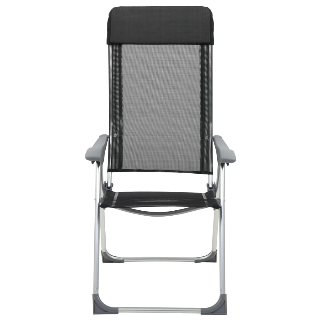 Chaises de camping vidaxl pliable aluminium noir 2 sts