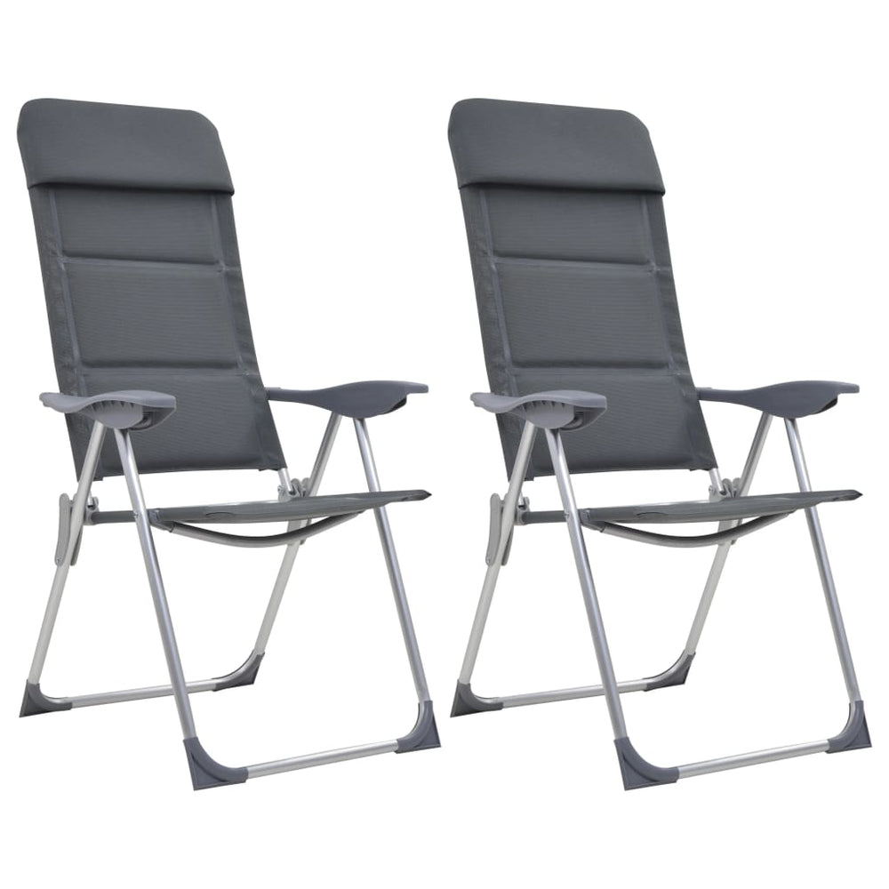 Chaises de camping Vidaxl 58x69x111 cm Gray en aluminium 2 PCS