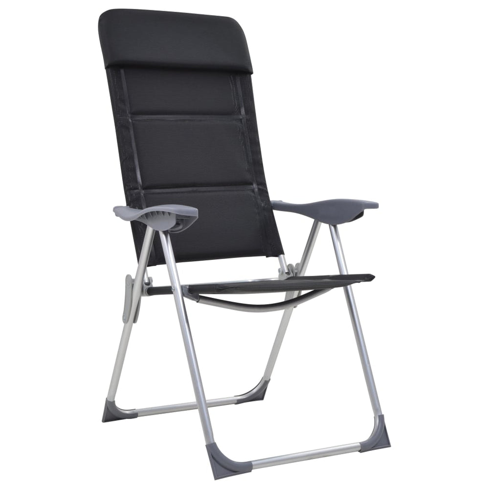 Chaises de camping vidaxl 58x69x111 cm en aluminium noir 2 pcs