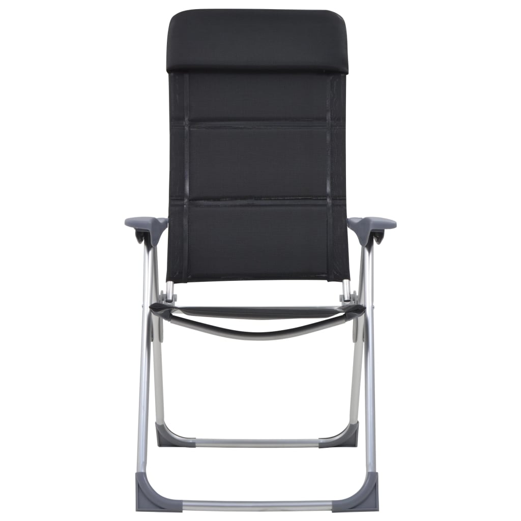 Chaises de camping vidaxl 58x69x111 cm en aluminium noir 2 pcs