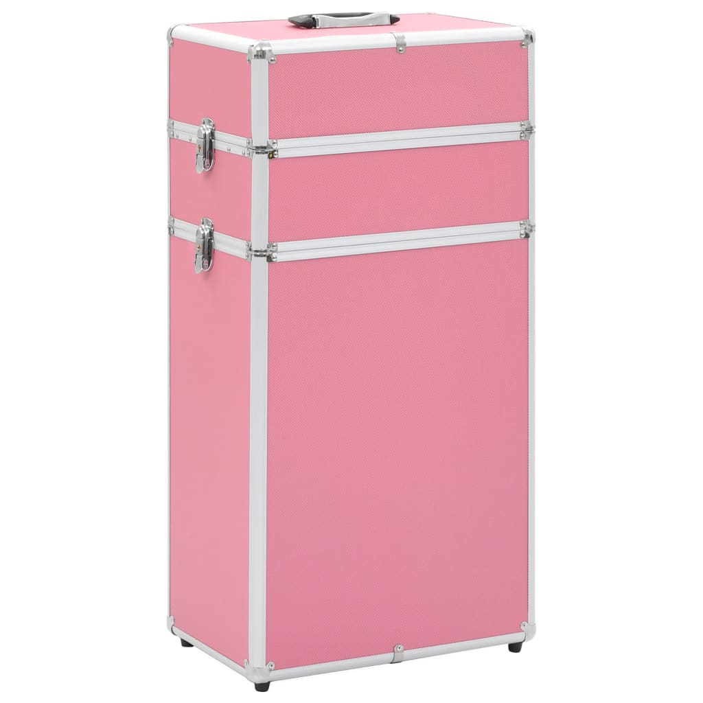 Vidaxl Makeup chariot en aluminium rose