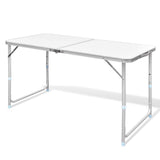 Table de camping Vidaxl pliable et réglable en aluminium 120x60 cm