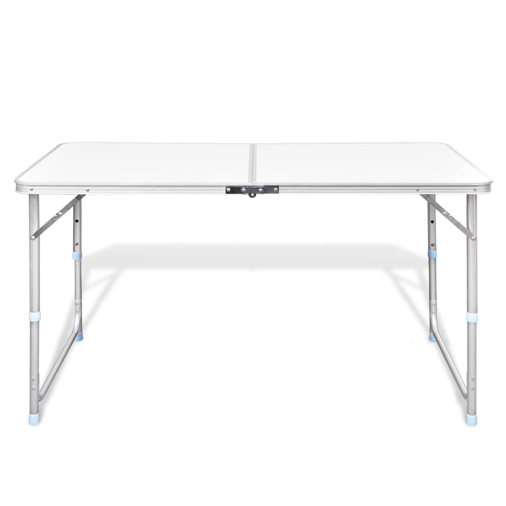 Table de camping Vidaxl pliable et réglable en aluminium 120x60 cm