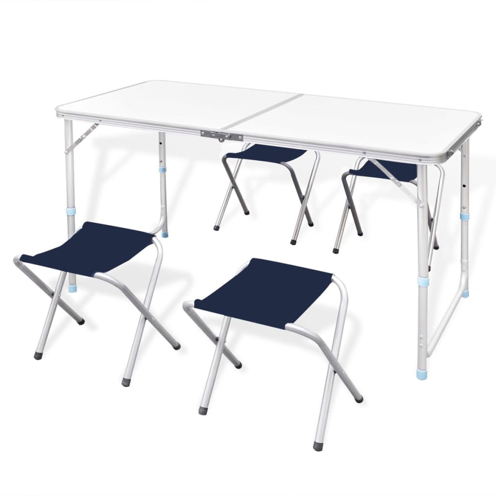 Table de camping vidaxl pliable et aluminium réglable 120 x 60 cm 4 chaises