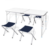 Table de camping vidaxl pliable et aluminium réglable 120 x 60 cm 4 chaises
