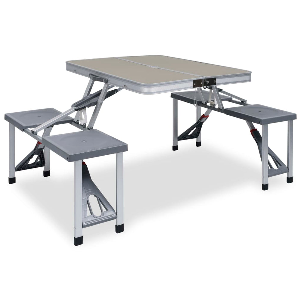 Table de camping Vidaxl pliable avec 4 sièges d'acier et d'aluminium