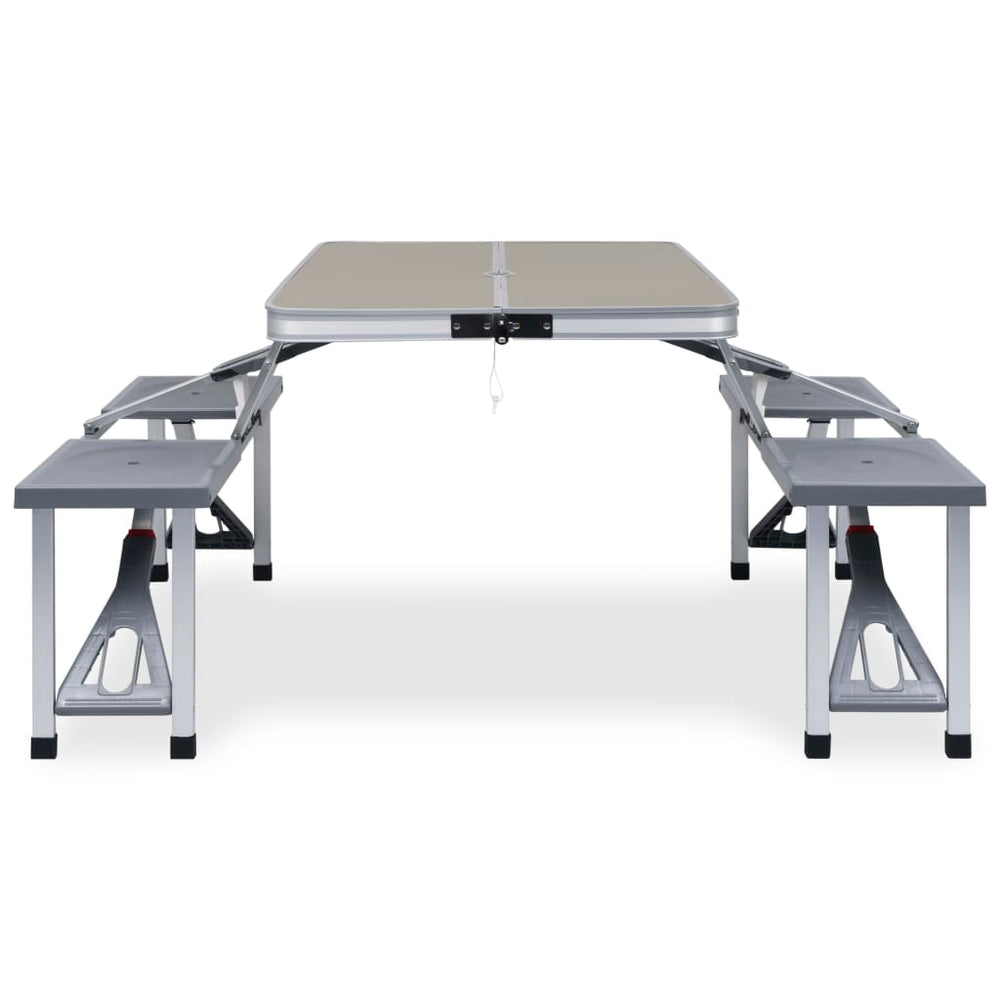 Table de camping Vidaxl pliable avec 4 sièges d'acier et d'aluminium