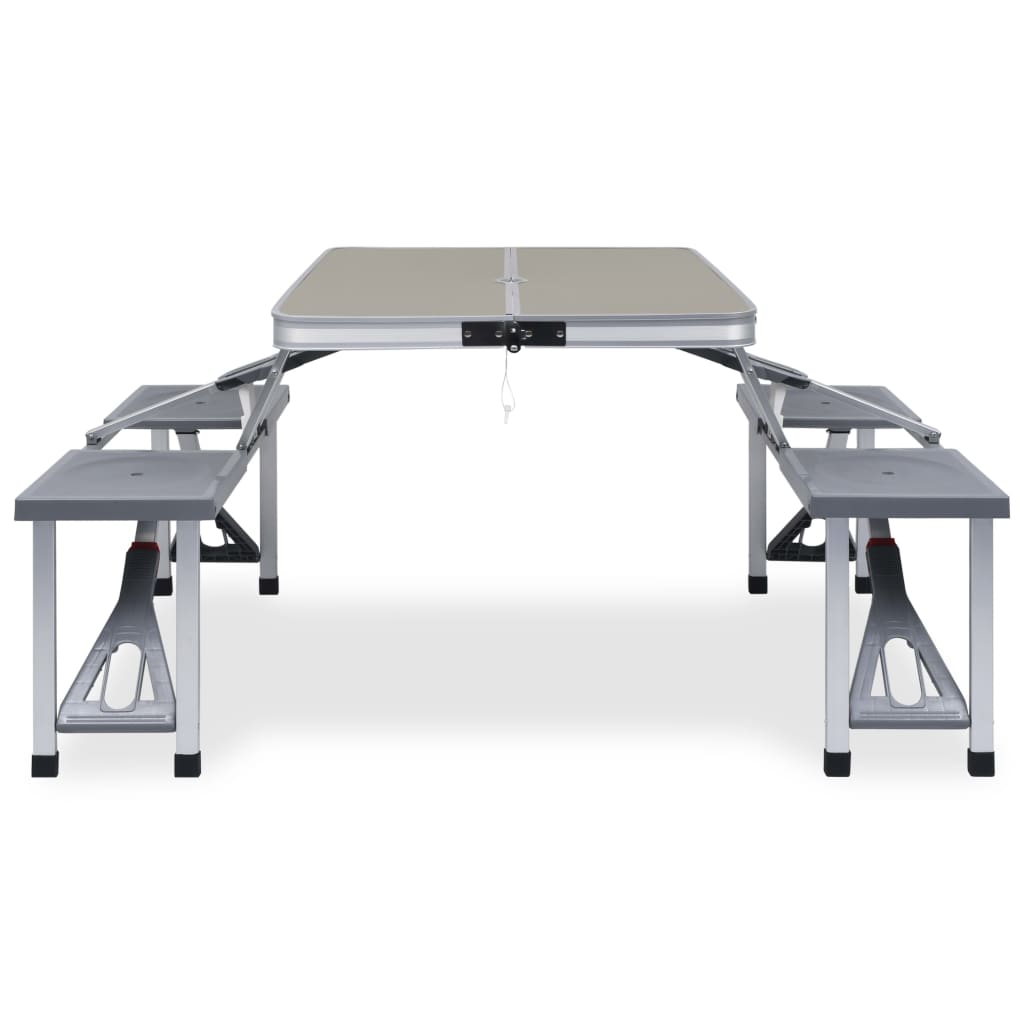 Table de camping Vidaxl pliable avec 4 sièges d'acier et d'aluminium