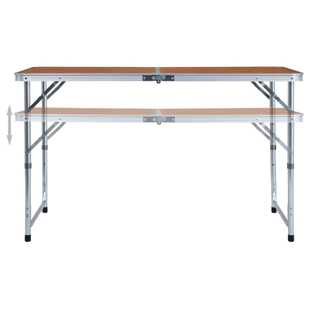 Table de camping vidaxl pliable 120x60 cm en aluminium