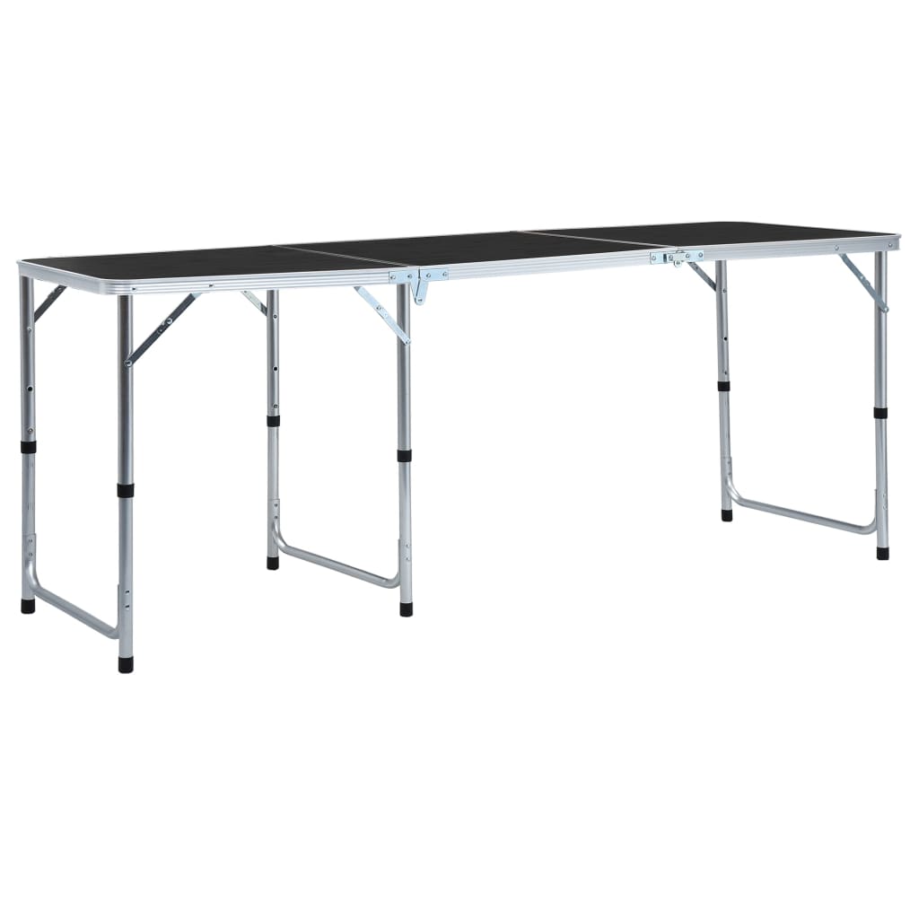 Table de camping Vidaxl pliable 180x60 cm Gray en aluminium