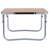 Table de camping vidaxl pliable 60x40 cm en aluminium brun