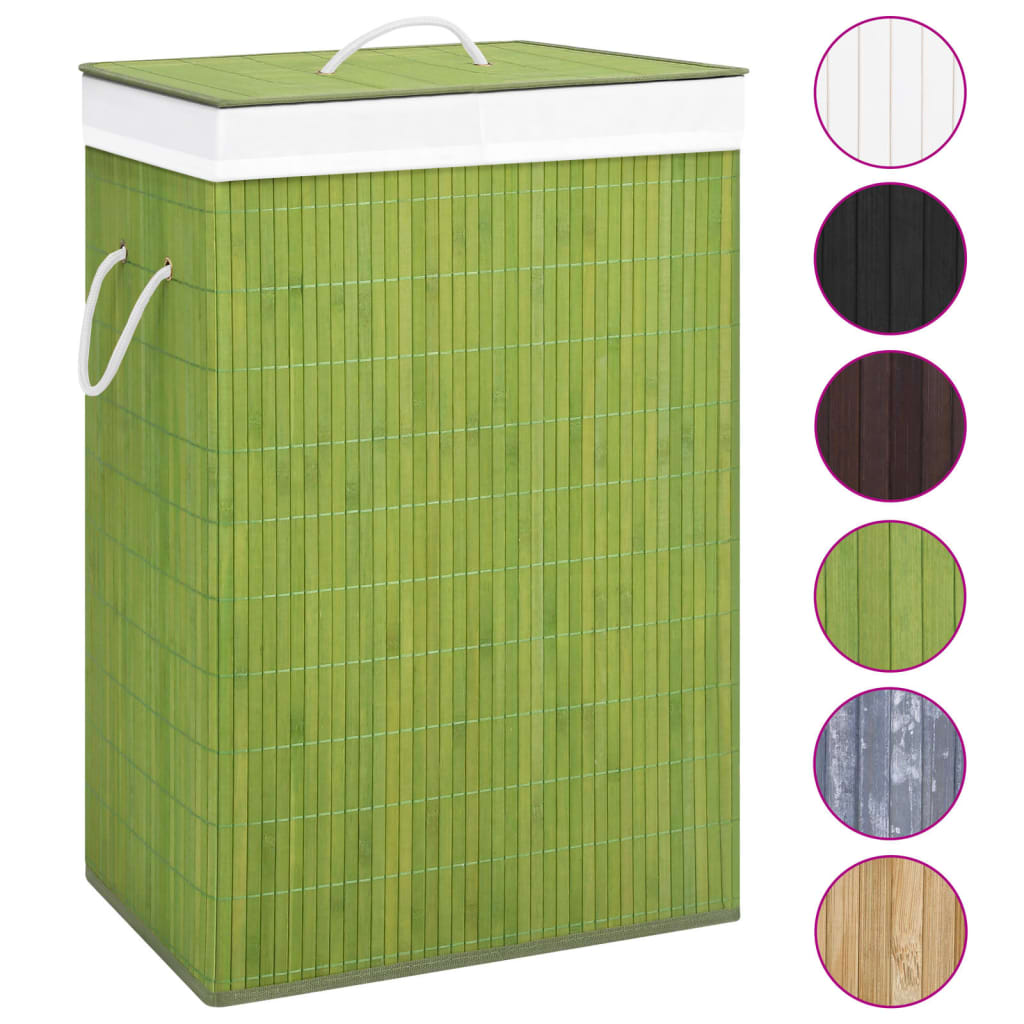 Panier à laverie Vidaxl avec 2 compartiments 72 L Green en bambou