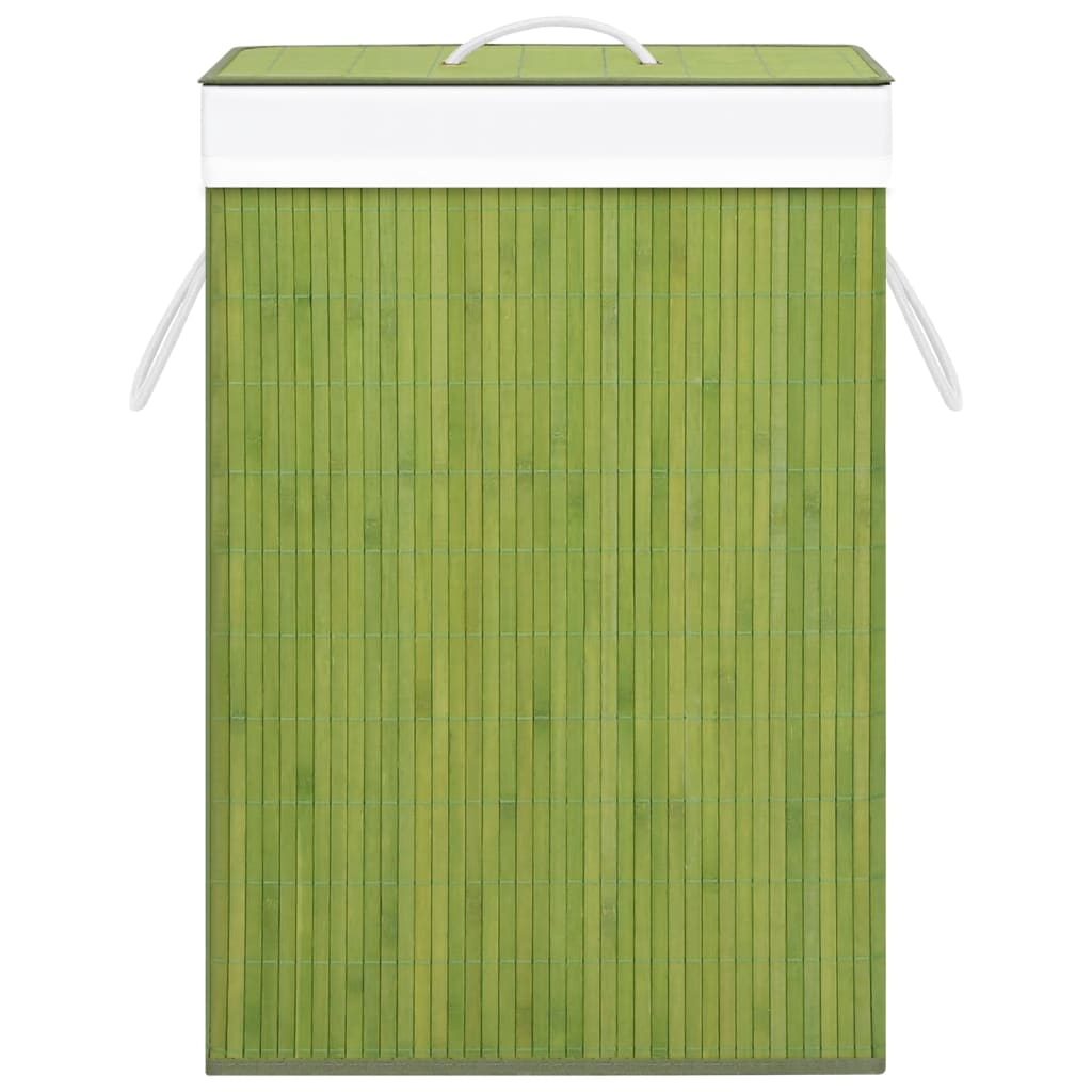 Panier à laverie Vidaxl avec 2 compartiments 72 L Green en bambou