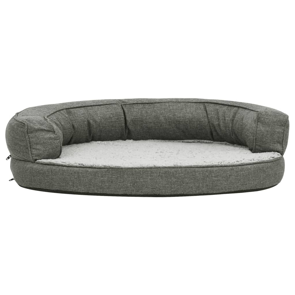 Vidaxl Dog Bed Ergonomic Line-look 75x53 cm Grey Fleece