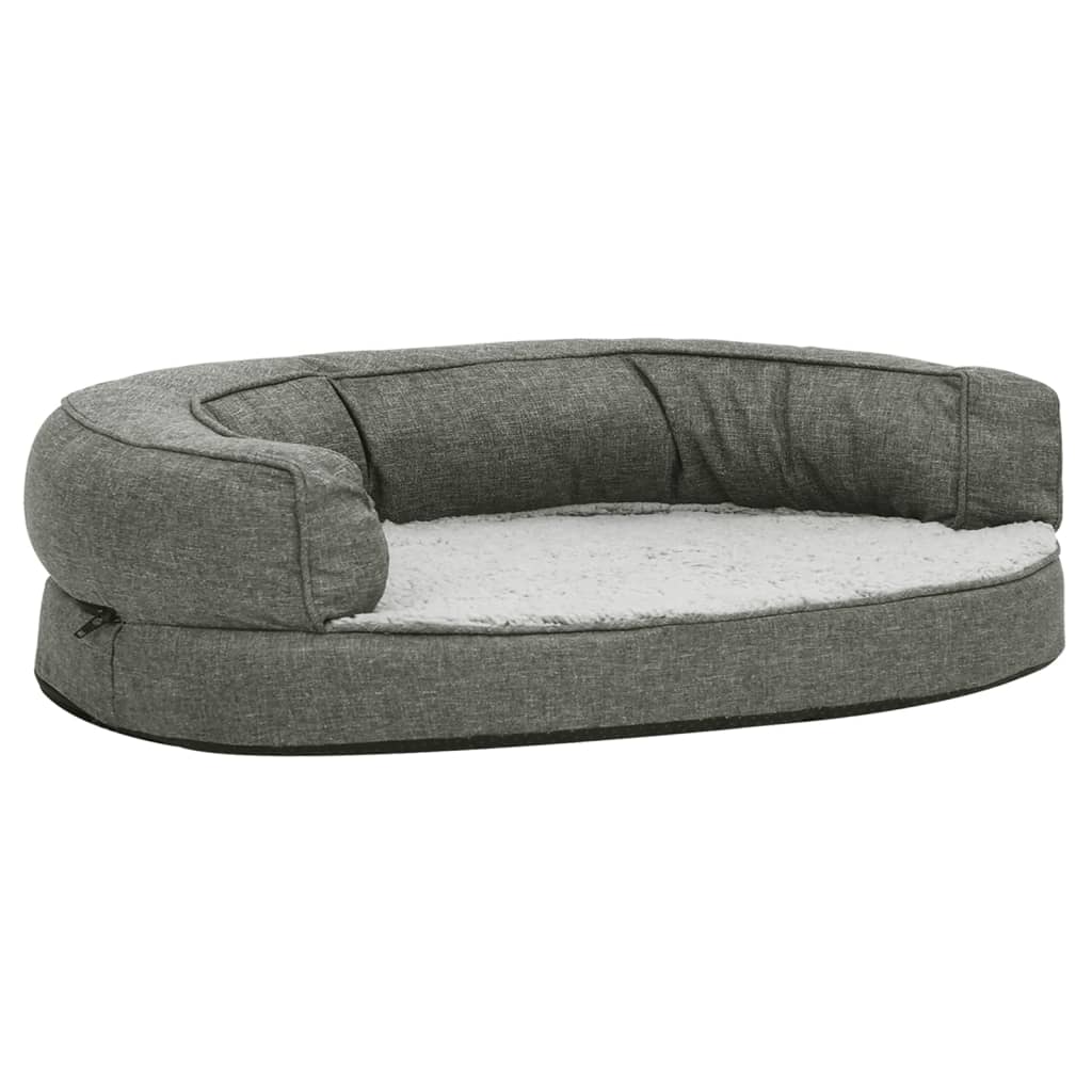 Vidaxl Dog Bed Ergonomic Line-look 75x53 cm Grey Fleece