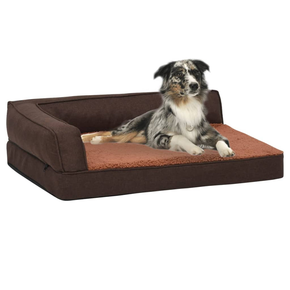 Vidaxl Dog Bed Ergonomic Line-look 75x53 cm Fleece Brown