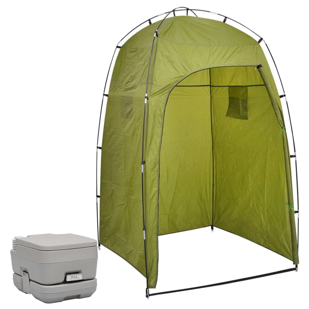 Vidaxl Camping Toilet avec tente portable 10 + 10 L