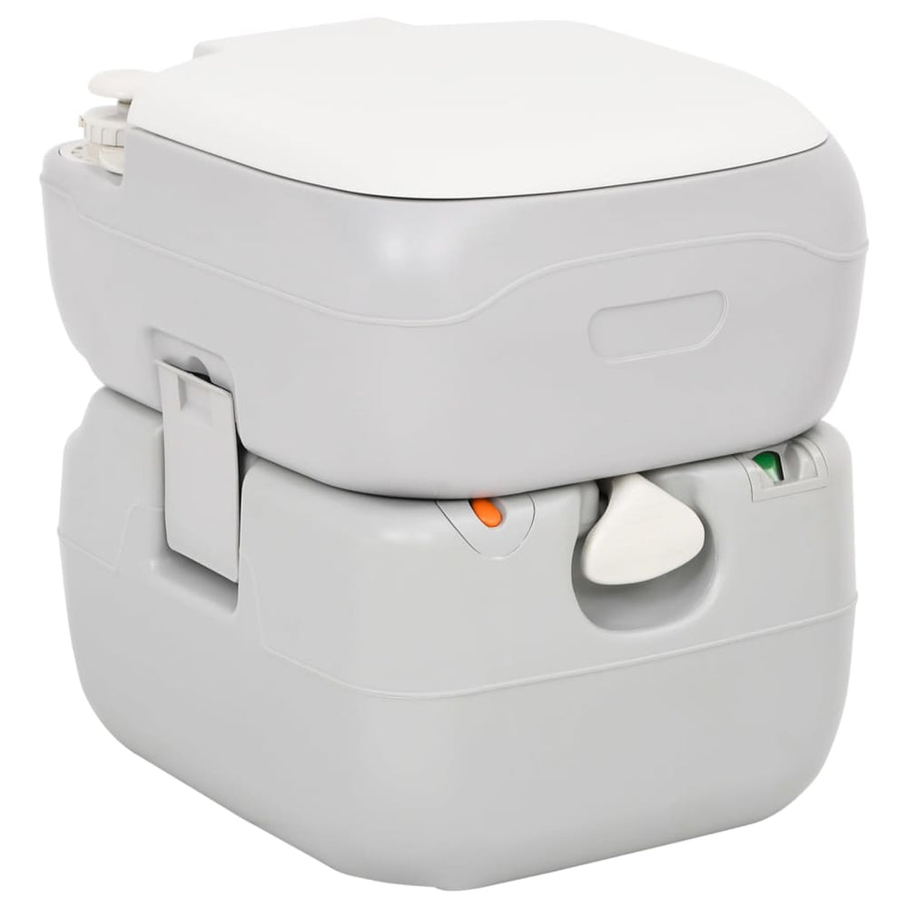 Vidaxl Camping Toilet Portable 22 + 12 L HDPE Gris et blanc