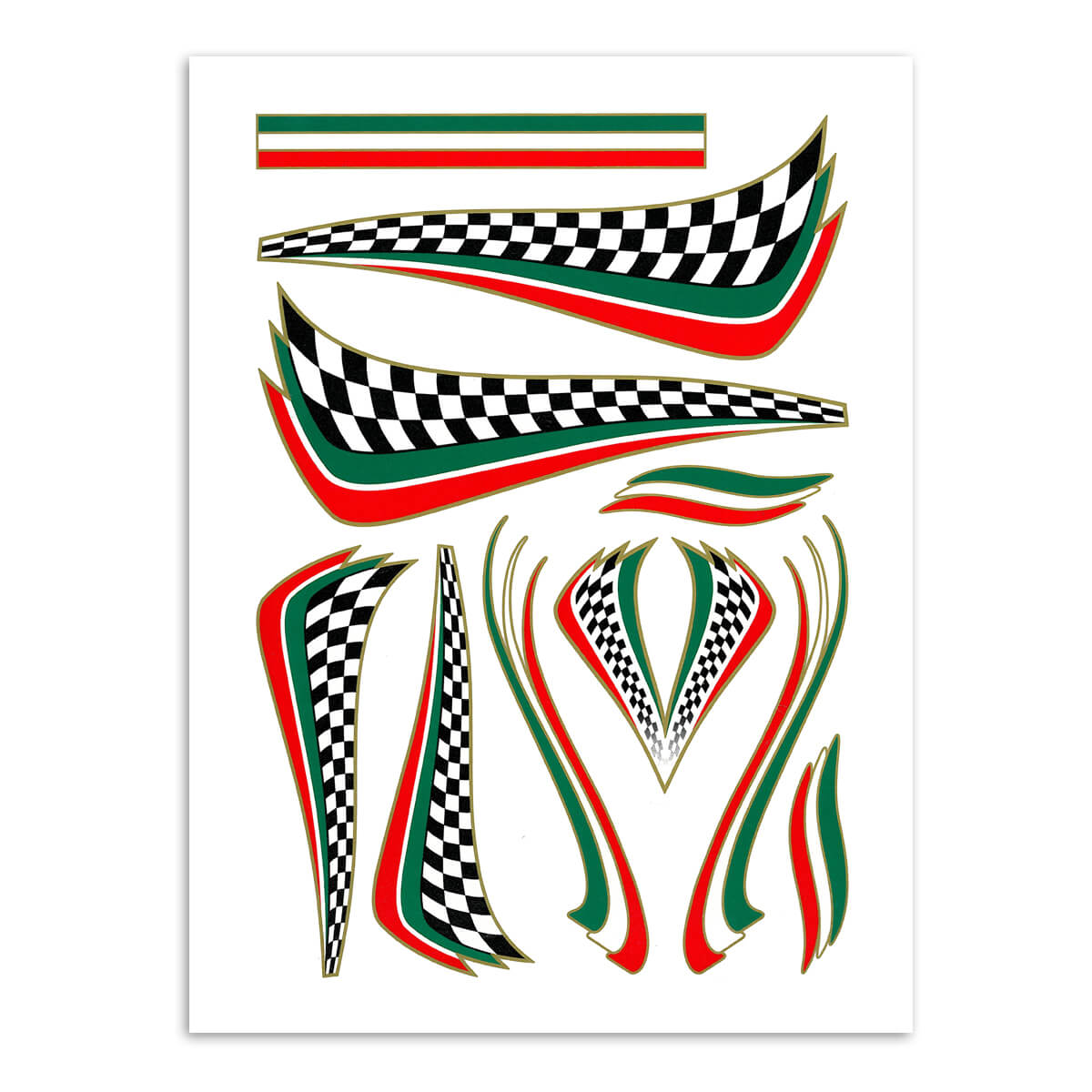 Sticker set Italian finish flag