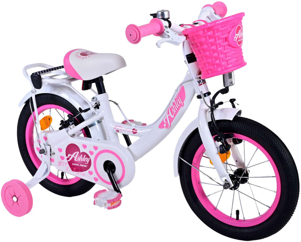 Volare Ashley Children's Bike Girls 14 pouces blancs blancs freins à main