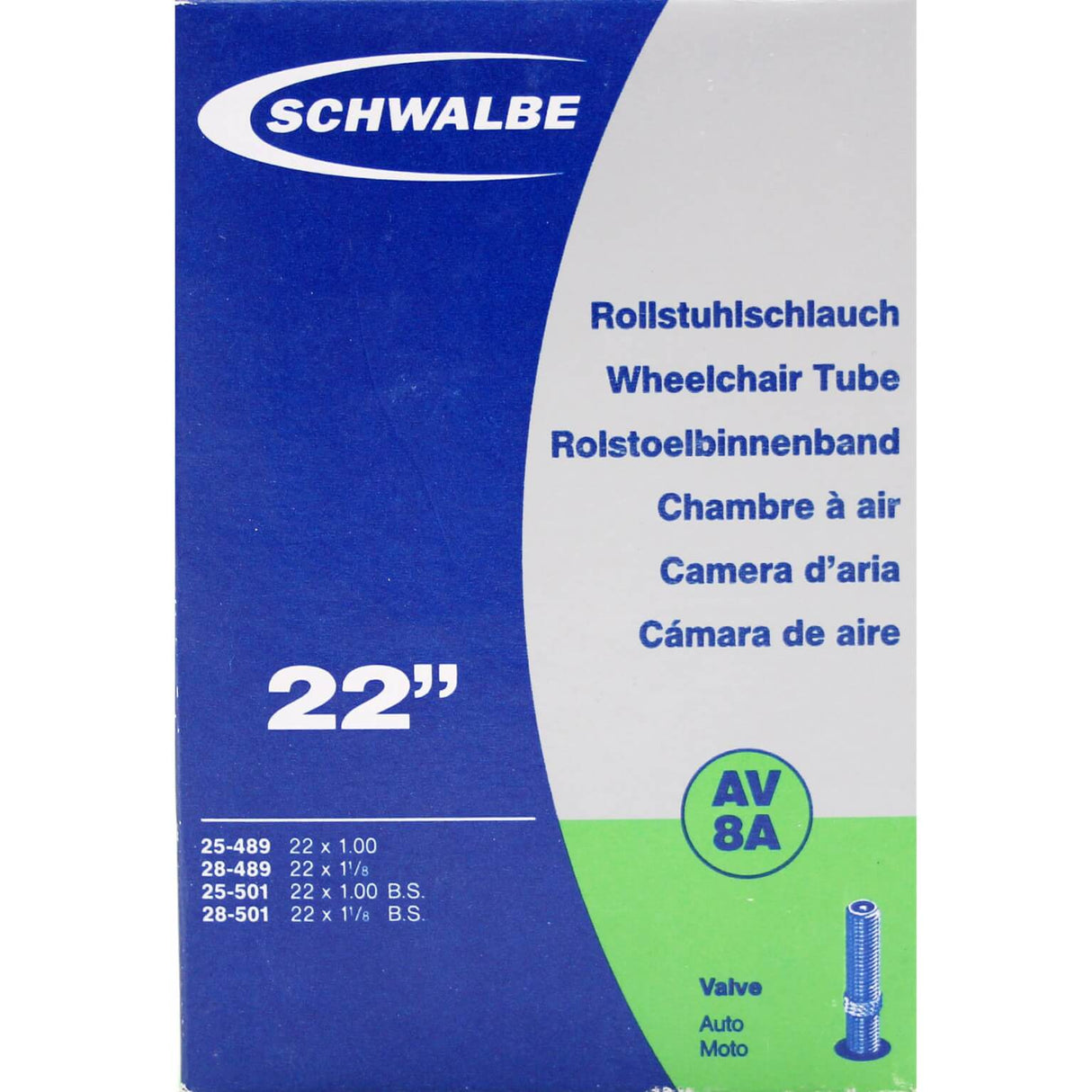 Schwalbe Inner Tube AV8A 22 tum 25 28-489 501 AV 40 mm