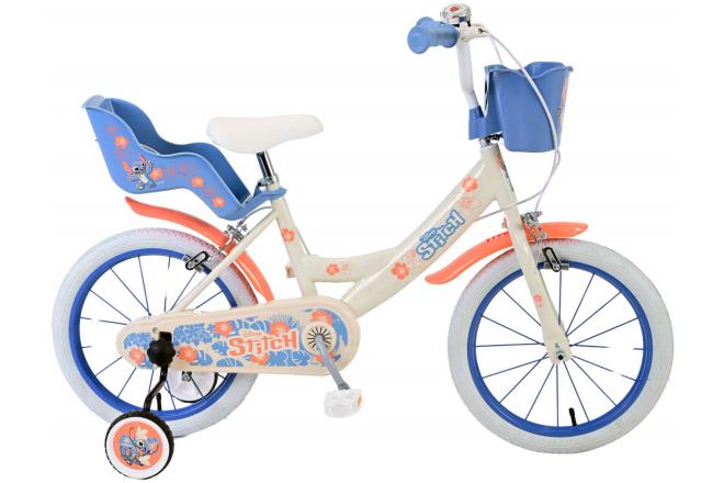 Stitch Stitch Children's Bike Girls 16 pouces Crème Coral Bleu à deux mains Freins