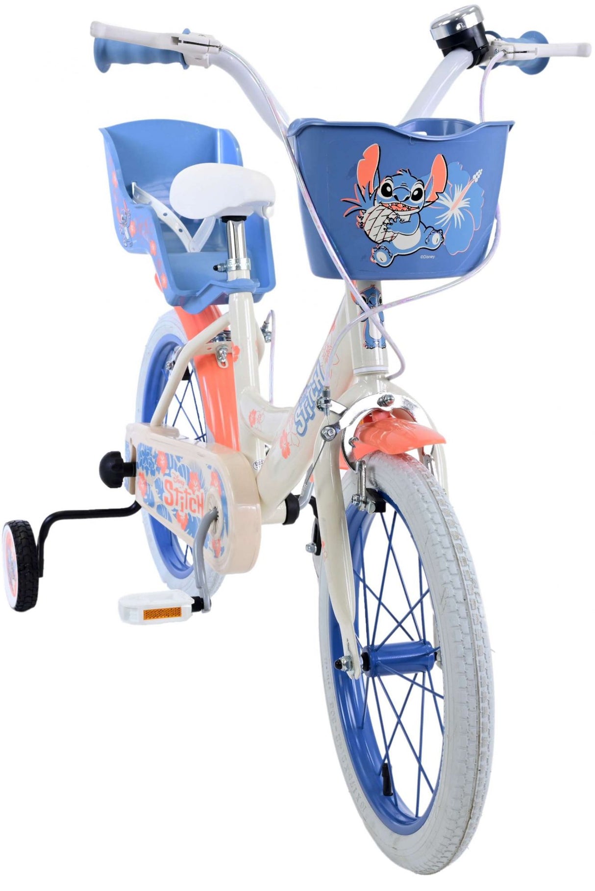 Stitch Stitch Children's Bike Girls 16 pouces Crème Coral Bleu à deux mains Freins
