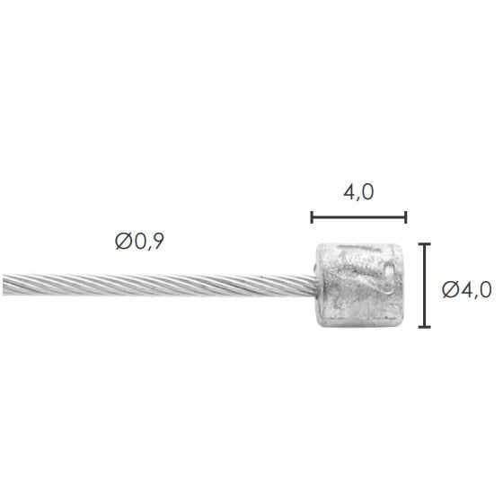 Elvedes Schakel Binnenkabel Ø0.9 mm 2500 mm Nø4x4 Acero inoxidable (50)