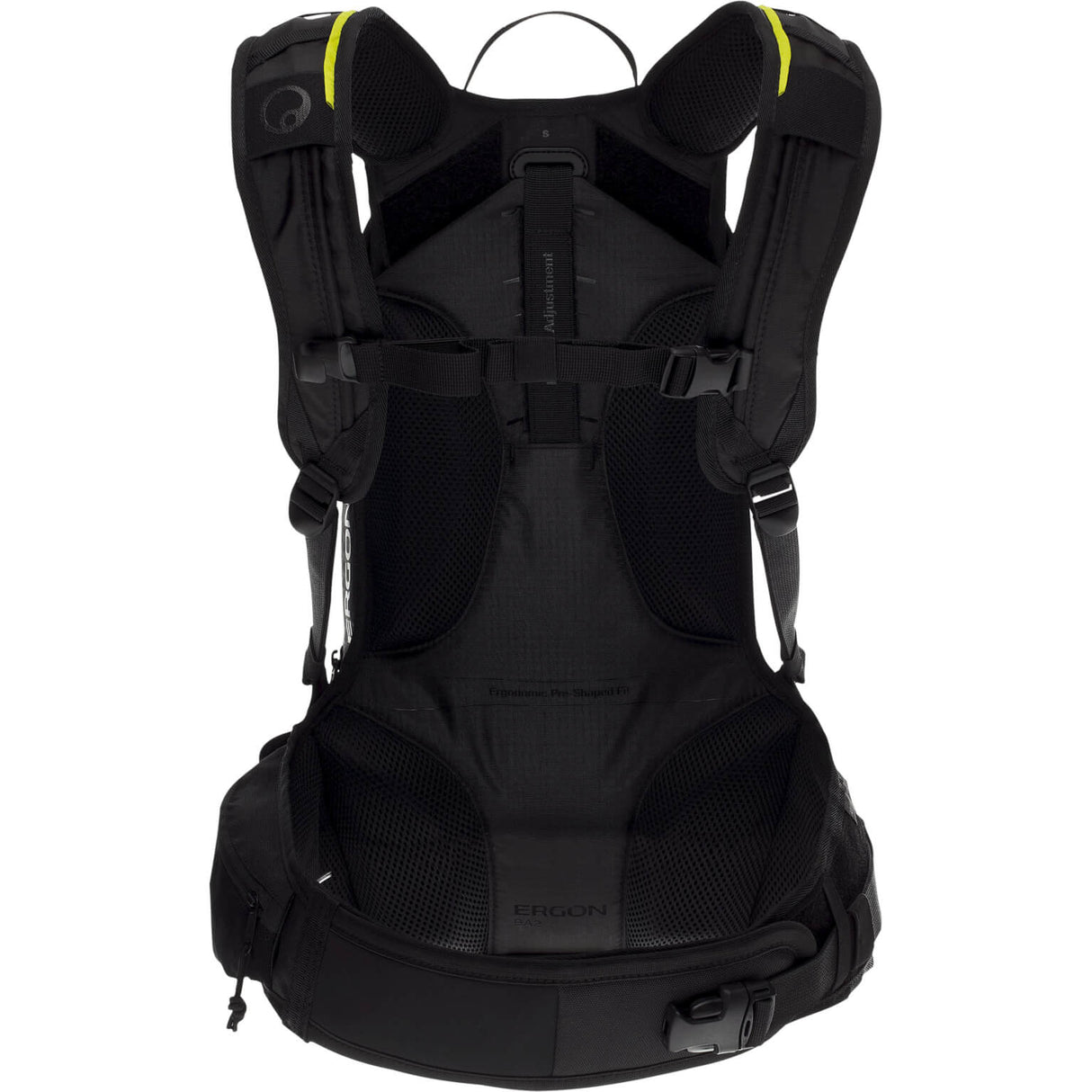 Ergon Ba2 Black Compact All -Mountain Mochila para cámaras de acción, sistema de transporte ajustable, capacidad de 10 litros