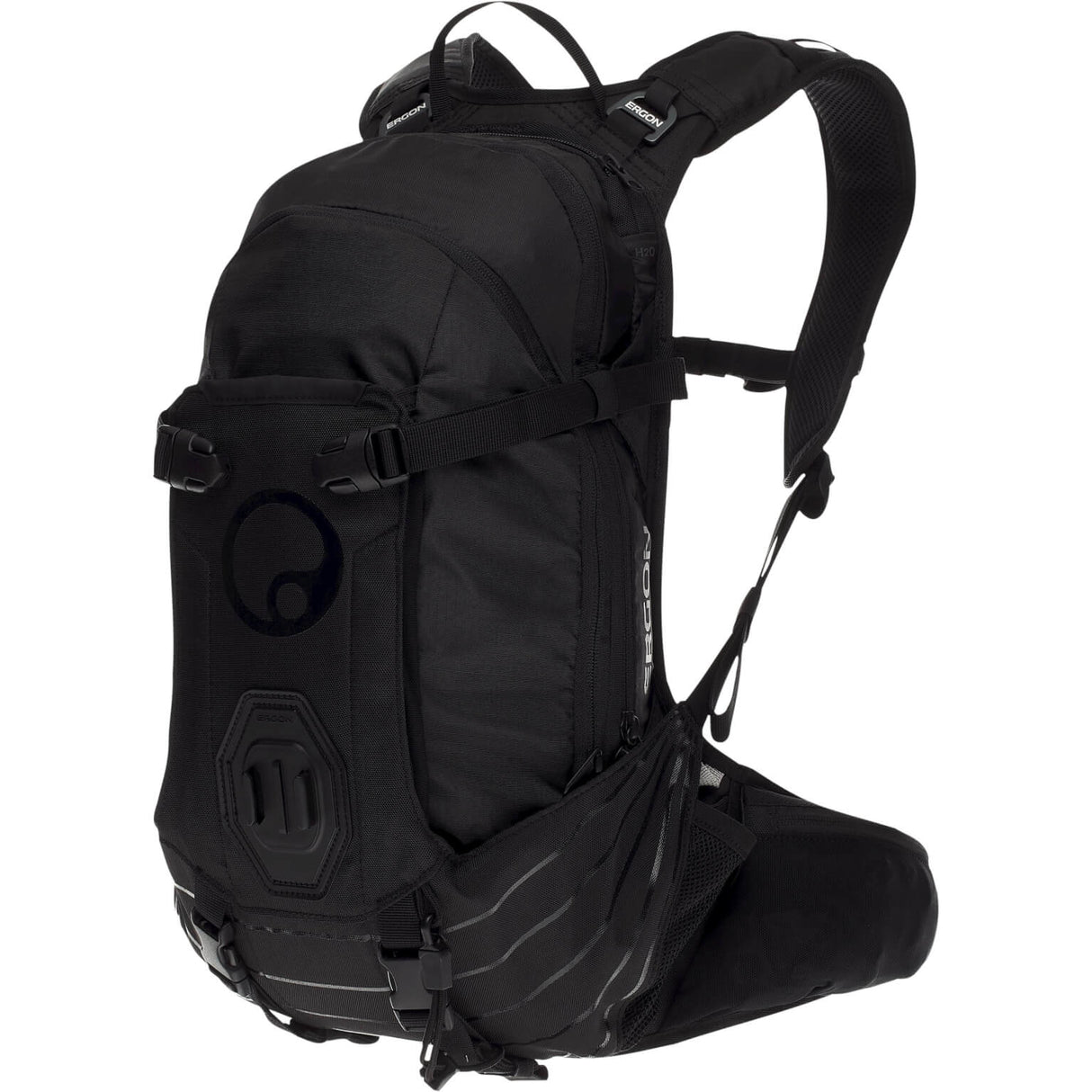 Ergon Ba2 Black Compact All -Mountain Mochila para cámaras de acción, sistema de transporte ajustable, capacidad de 10 litros